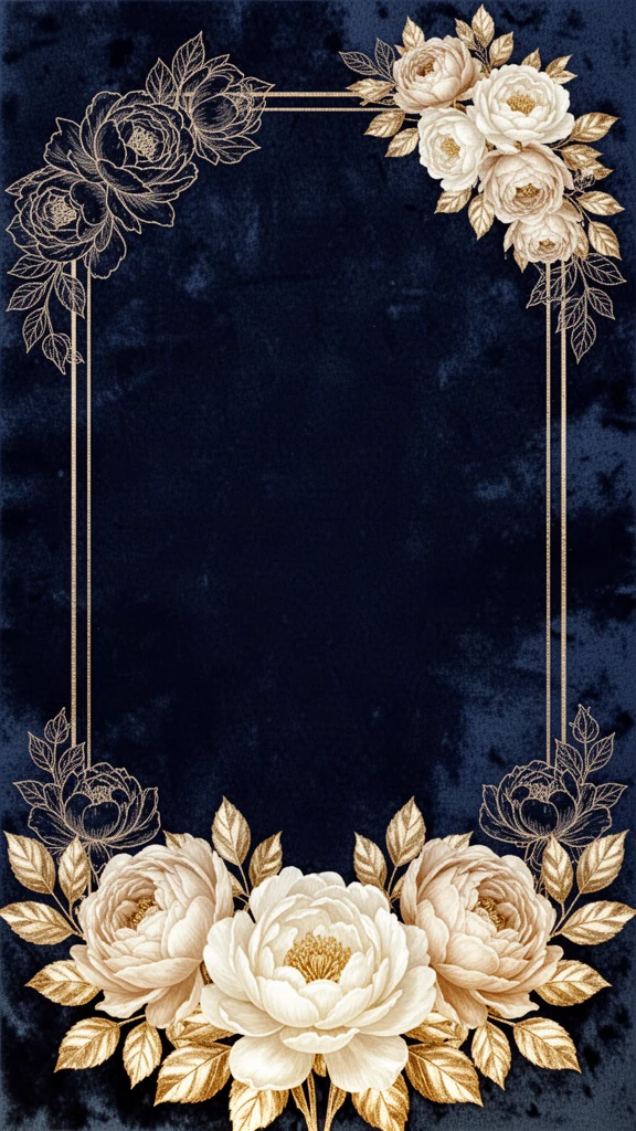 Walima card design – Navy Champagne